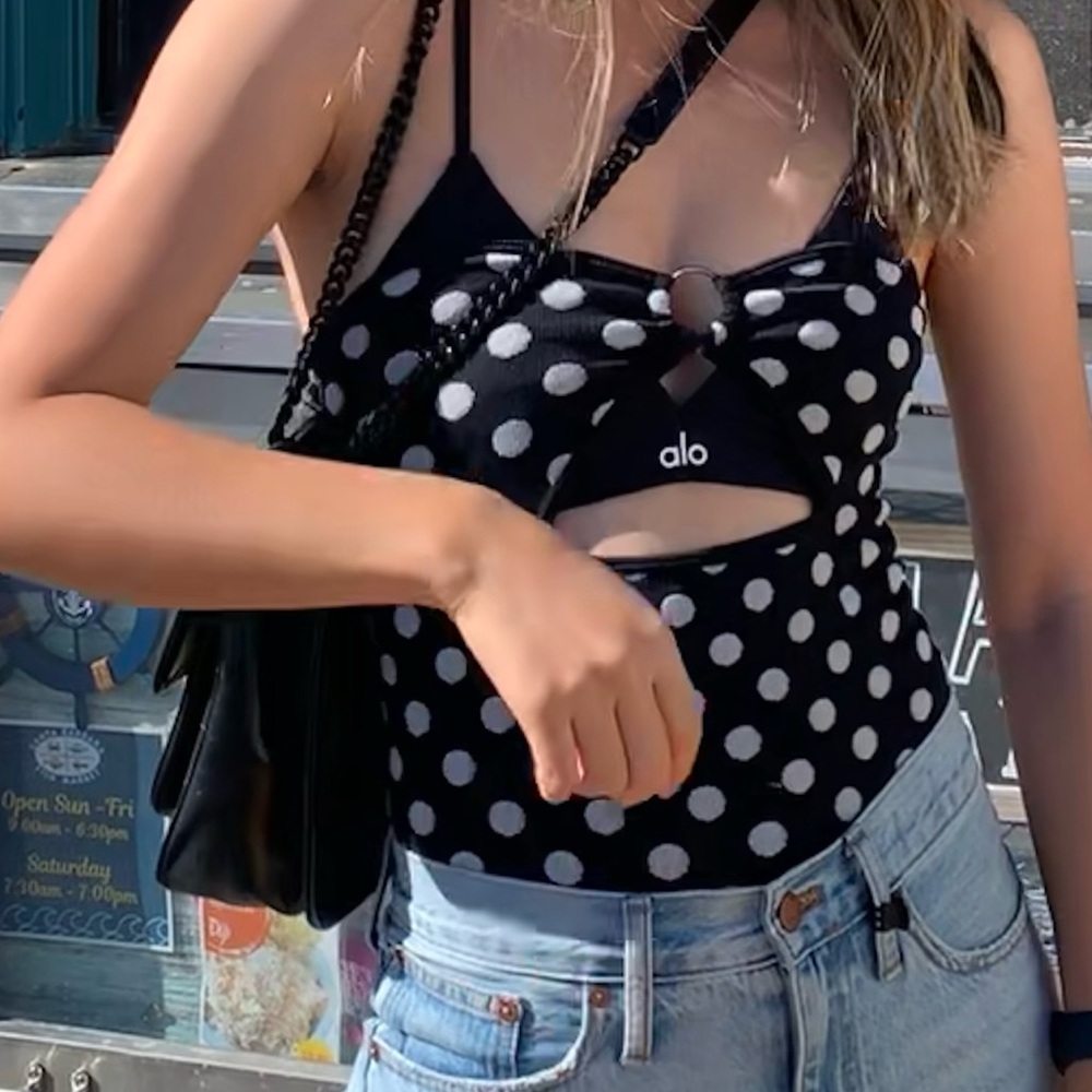 Zara Yoga Black and White Polka Dot tube Top